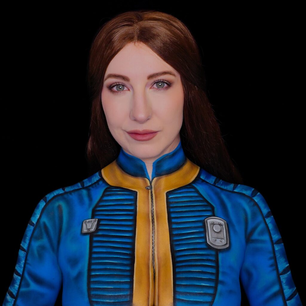 I bodypainted myself into a Vault Dweller from Fallout. I hope you like it!