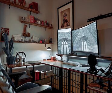New desk - just need to move up the wall mount for the third monitor and it will be complete.