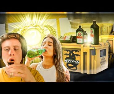 I PAID an E-GIRL to do a DRUNK CASE OPENING with us! (20 of EVERY YELLOW CS2 CASE)