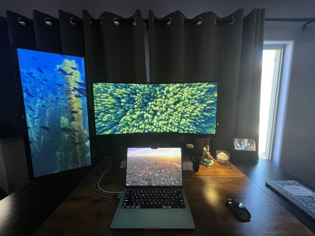 Sit/Stand Battlestation for graphic design, video editing, coding, and watching baseball
