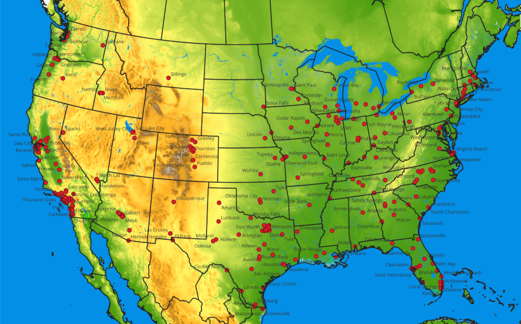 Real world Minecraft maps - The United States of America - 1:88 scale