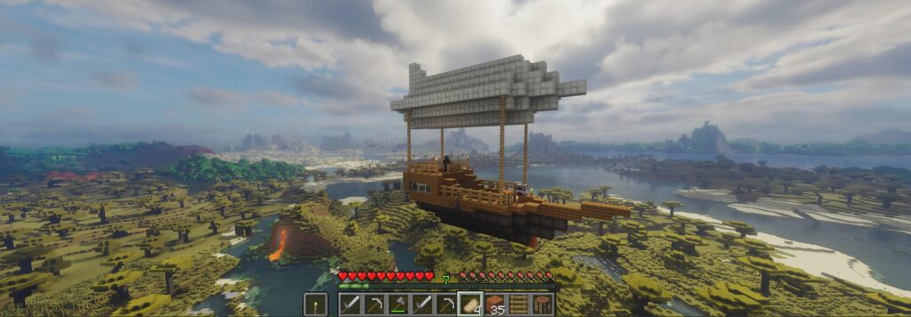 Son and I installed some mods in Minecraft and took a flight around an amazing world. That game really is beautiful!