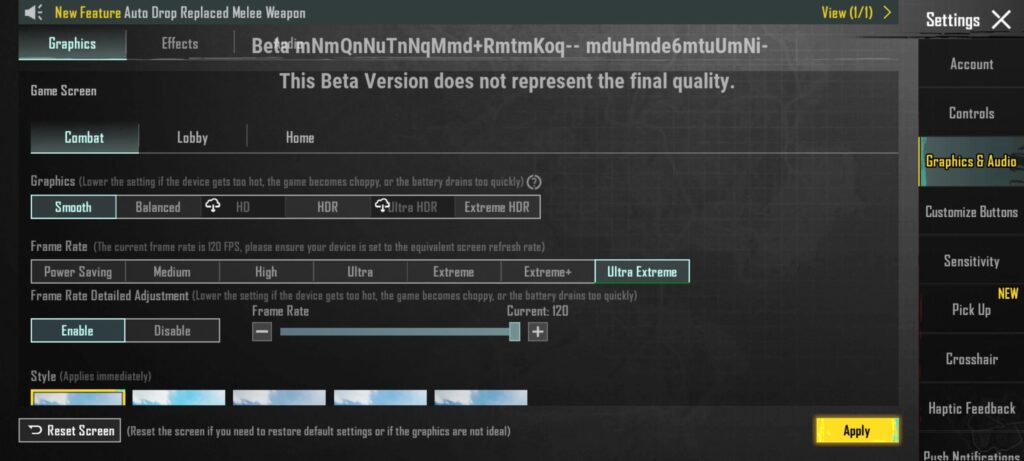 120fps option in 3.2 beta