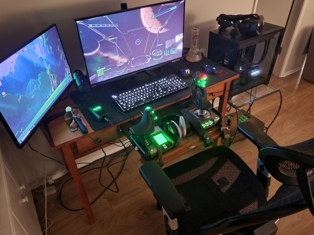Kush Alien Station - HOTAS strapped down with three leather belts. Rate my setup.