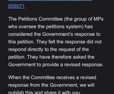 Another update regarding the petition to the UK Government