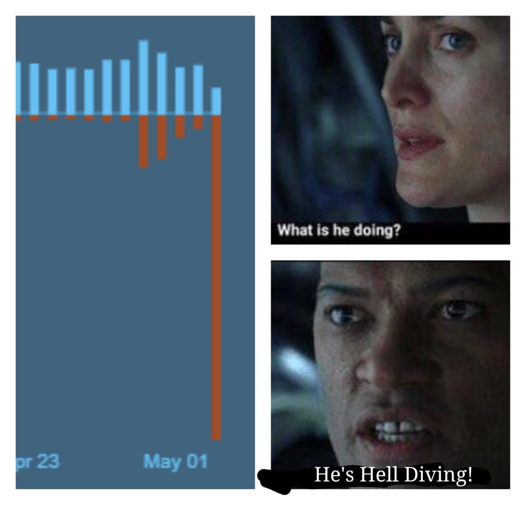 "He's helldiving baby!"