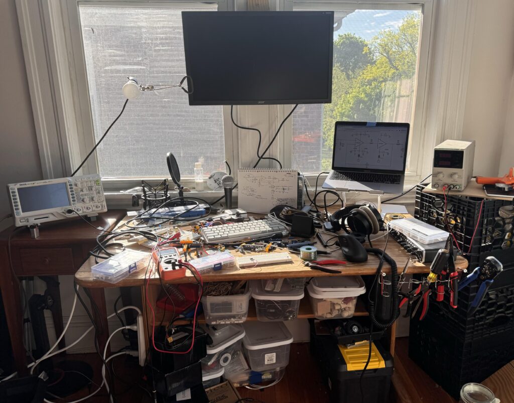 my well-lit messy laboratory ‘battle station’