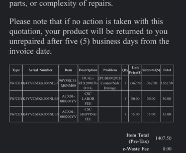 Sharing my hatred of ASUS RMA because the shipping box had “Conner damaged”