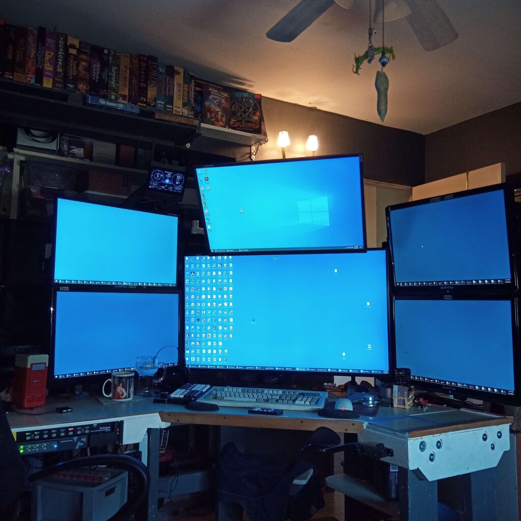Built a new desk, added a few extra monitors.
