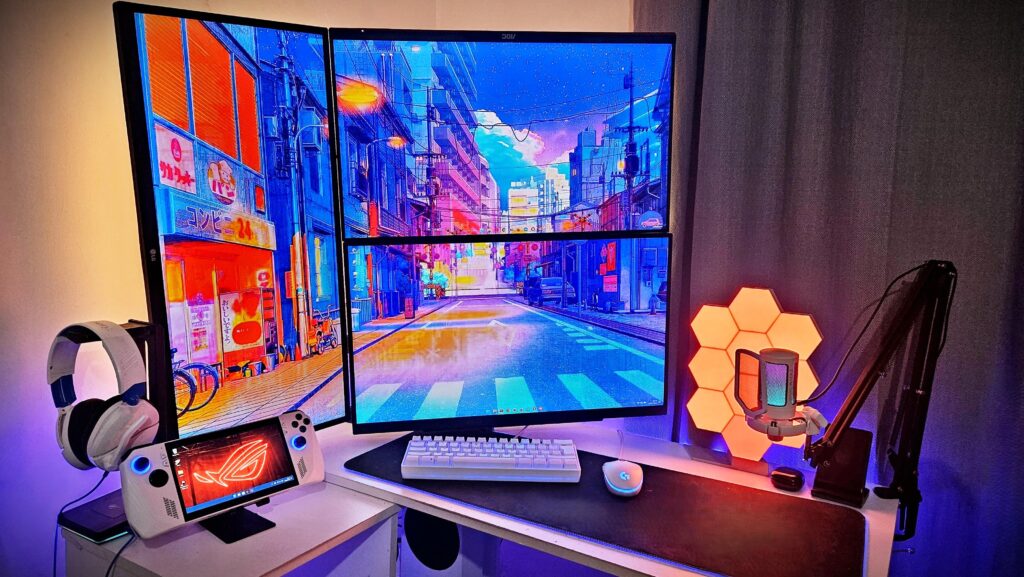 Another update to the setup. Was constantly rotating my second monitor from horizontal to vertical and could never make up my mind. So I bit the bullet and decided to have both. I think I am done with tinkering for now. Until the laptop that is running everything dies and I have to upgrade!