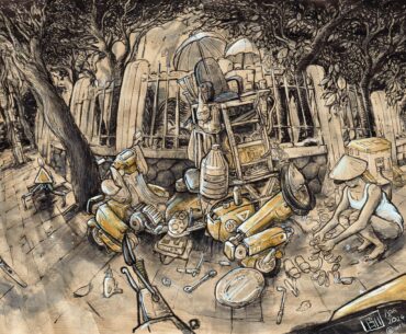 Bumping my motorbike in Vietnam be like, me, ink, 2024
