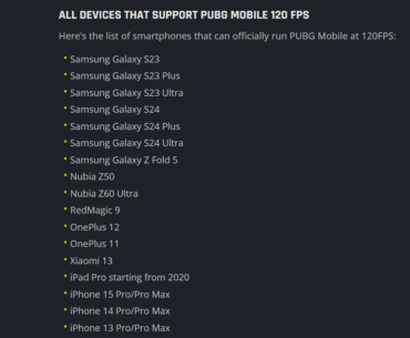 Device are supported for 120fps atm