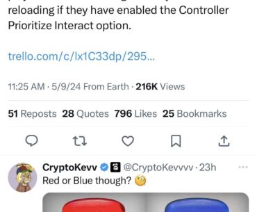 Interacting while reloading is finally addressed as an issue and being investigated, amazing!