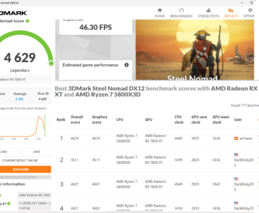 3DMark Steel Nomad Legendary score | 5800X3D | RX7800XT