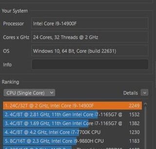 14900F (undervolt) CB2024/CBr23