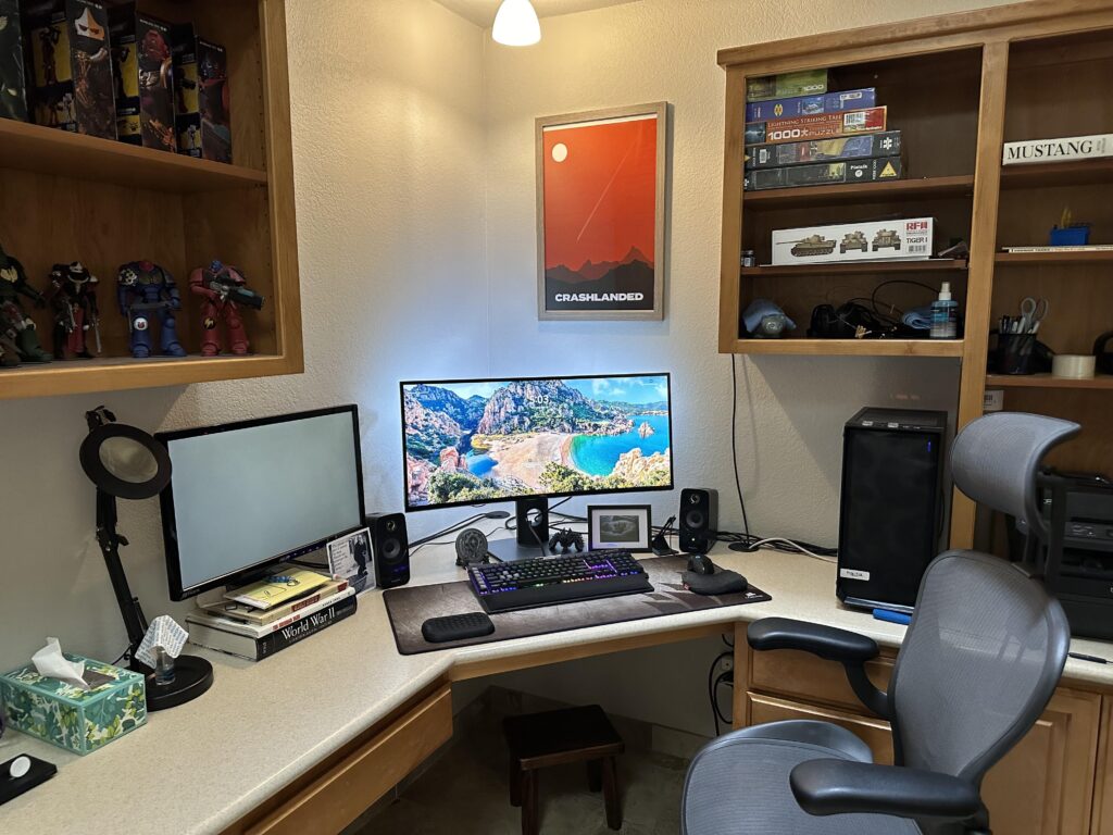 This setup has served me well. But I am looking for suggestions to allow it to be switched between standing/sitting .