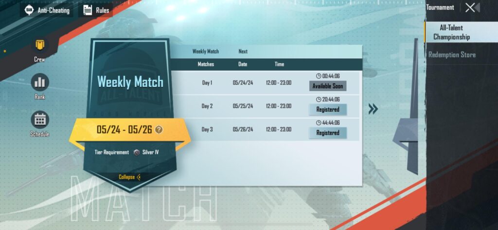 Won't let me enter matches