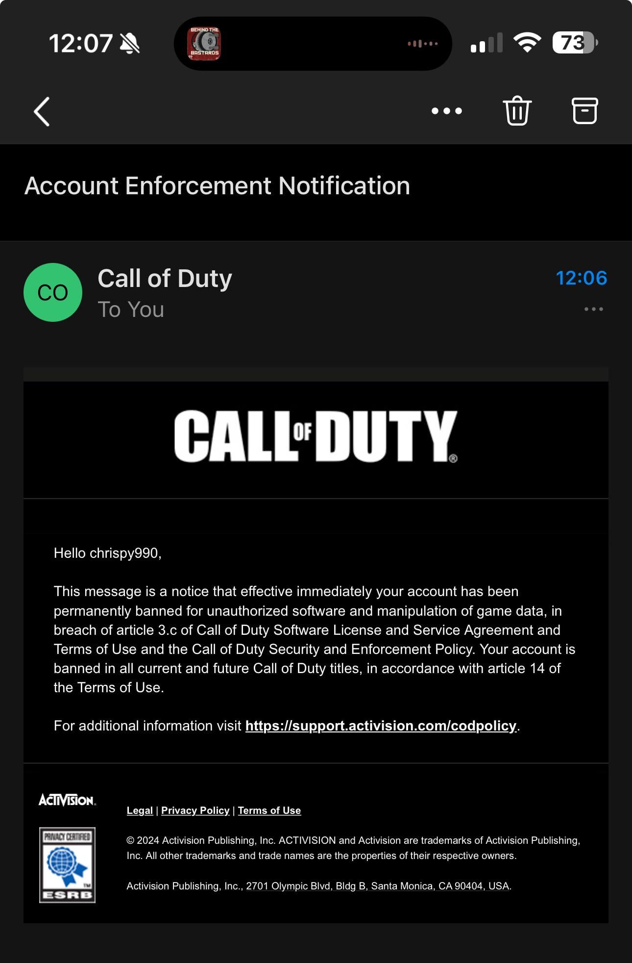 WTF. I haven’t played in years. What’s up with this [COD] email ...