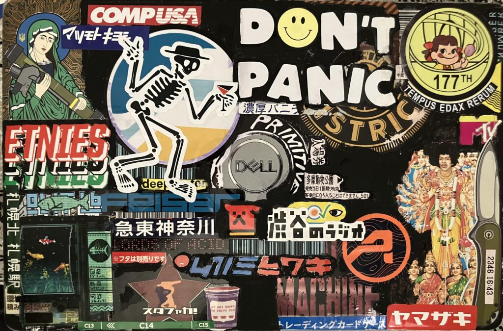 Anybody else sticker up their laptop? Been working on this configuration for a while and don’t know what to add next. Any suggestions?