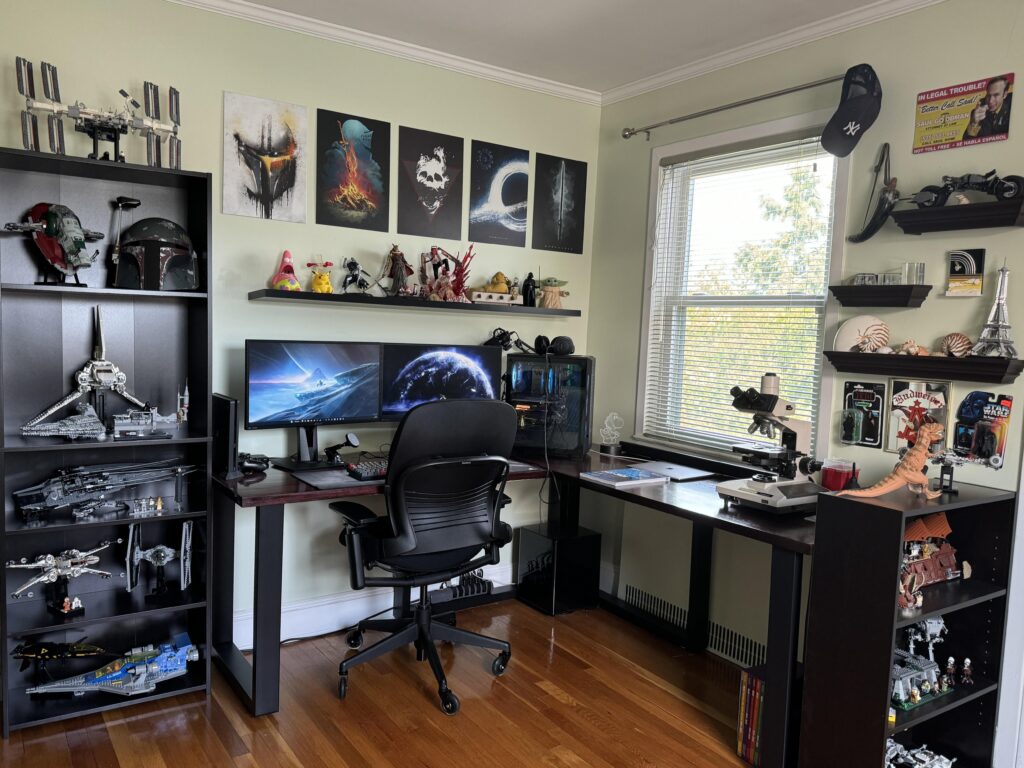Finally finished my corner desk setup. Thoughts?