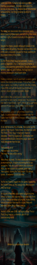 Year 2099: The Unending Saga of the "Find a Party" Bug