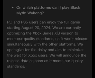 Black Myth Wukong Wont Launch On Xbox As The Series S Strikes Again