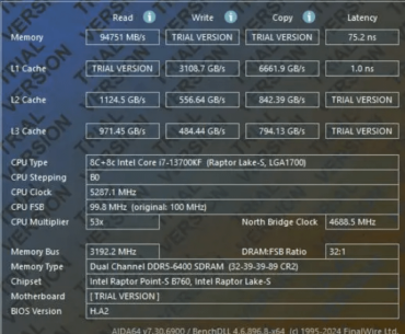 Help request, tested the DDR5 RAM (xmp enabled) and I see such a high latency (Ran several tests) on i7 13th. 
What could be the reason? Might be due to "broken" windows or a problem with the motherboard BIOS? (I turned XMP off and on several times, everything else is on auto mode)
