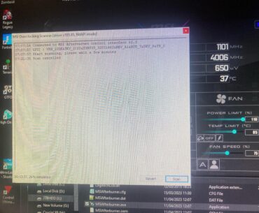 MSI afterburner scan keeps cancelling