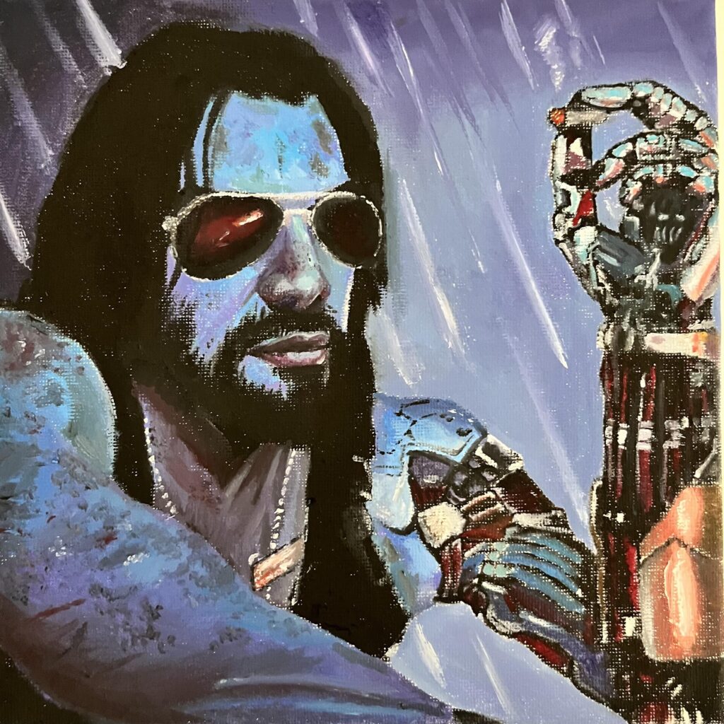 My daughter painted Johnny Silverhand for my father’s day gift