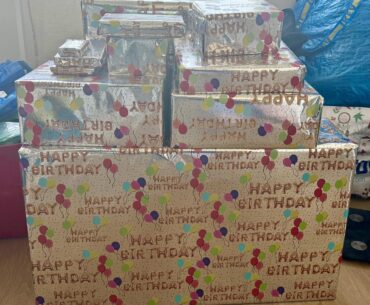 Can you guess what kiddo is getting for his birthday?