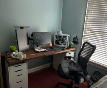 What would yall think abt a walnut wall shelf running across the right and in front of my desk?