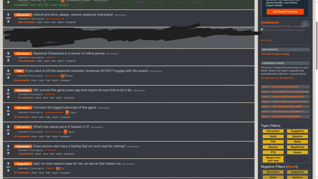 r/thedivision is not happy with Ubisoft and their plans for year 6 :D