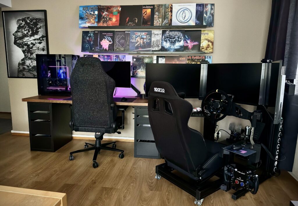 Desktop and simracing station. One shared PC.