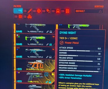 Dying night weapon