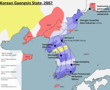 The Korean Gaengsin State, in 2867. A fairly Cyberpunk setting in my opinion! (LORE in comments)