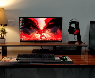 My current battlestation, All Build it all by myself,

Custom 8 feet long Desk.. The Desk Shelf (inspired by grovemade),
& a Headphone STAND, everything from scratch...