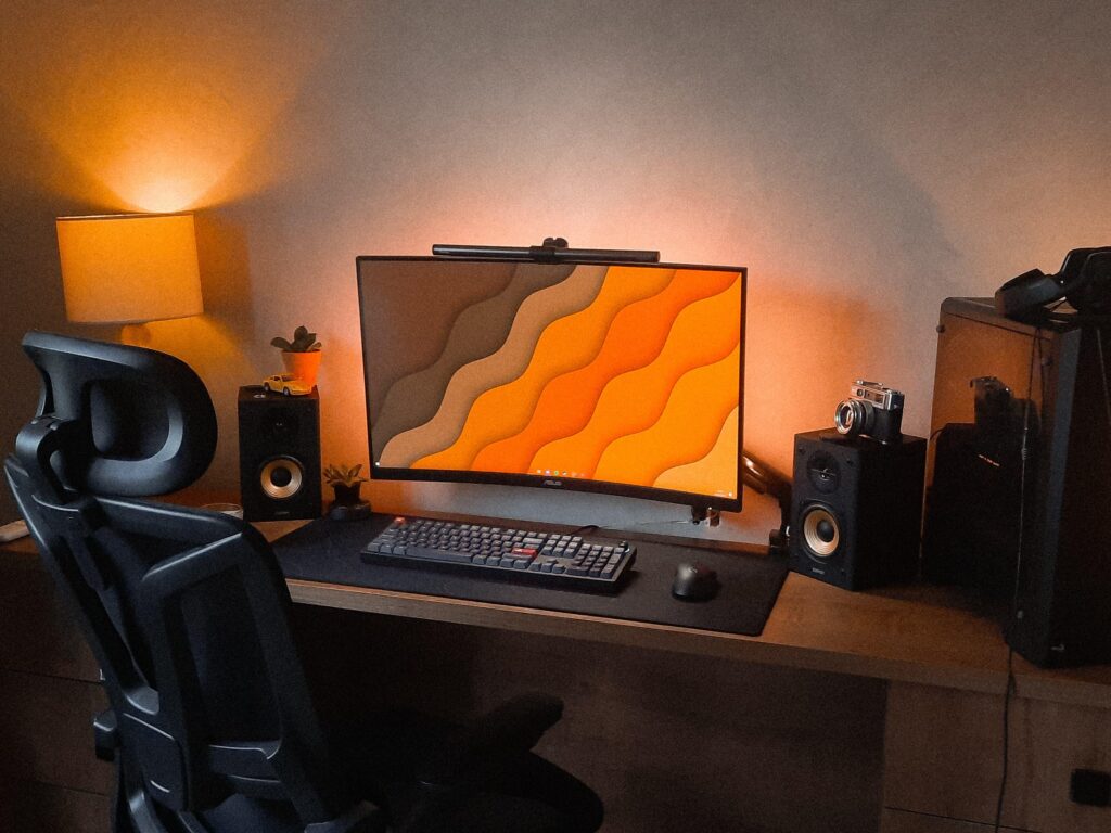 I wanted to share some photos of my workspace and where I take time to relax and enjoy some games.. Hope you like it! ( I'm still improving my setup, so it's not finished yet )