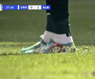 Albanian player Asani with custom kicks on the Euro’s
