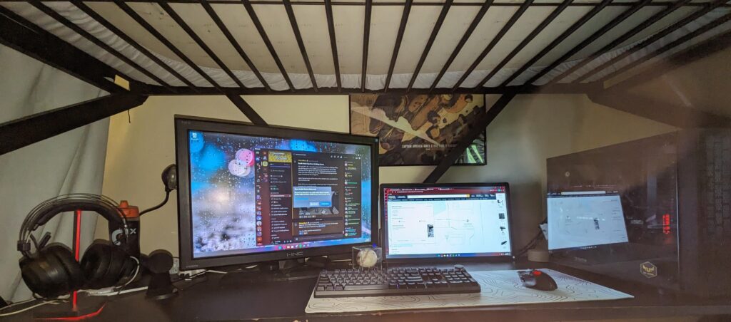 Rate it 1-10 open to any improvements I just started my setup I know I have to get new monitors and a monitor mount but I mean other than that (got new rgb just didn't get a pic)