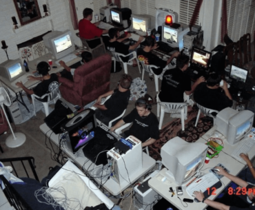 A LAN party I hosted from 20 years ago. BF1942 on the screens.