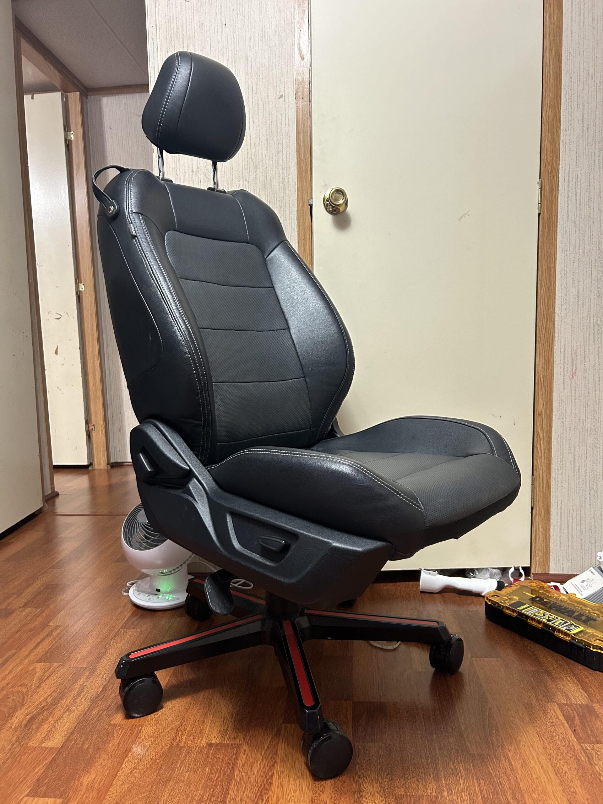 I converted a Mustang S550 leather seat into computer chair I converted a Mustang S550 leather seat into computer chair