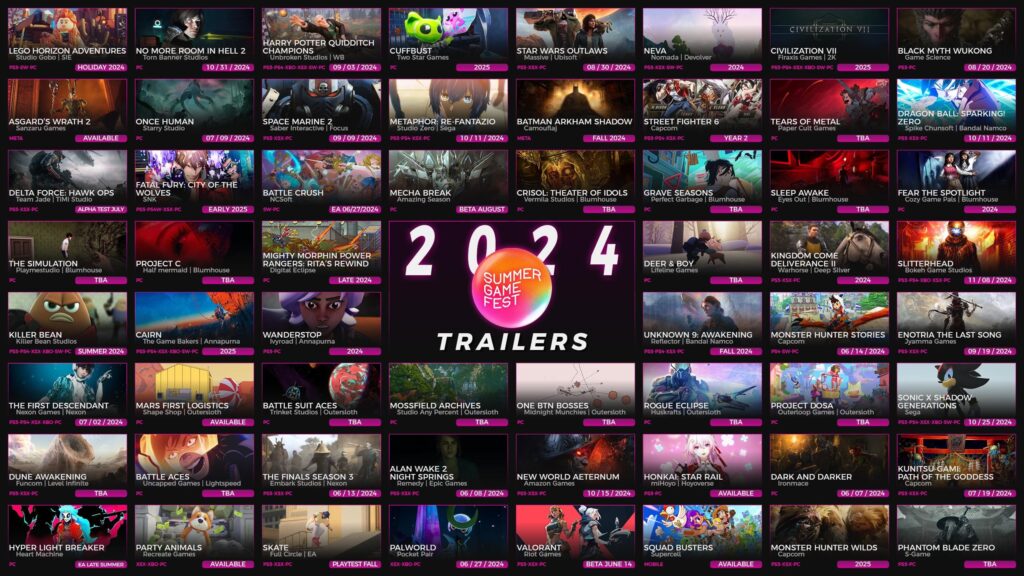 Snapshot of Every Game Trailer at Summer Game Fest 2024