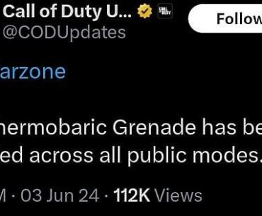Thermobaric Grenade has been disabled in Warzone