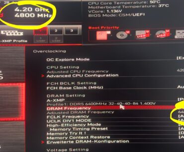 DRaM set to 6400 MHz but BIOS still shows 4800 MHz?