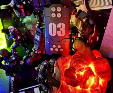 My Unfinished Office Diorama (Finally learned how to create an explosion so I used it for a cyberpunk scene)