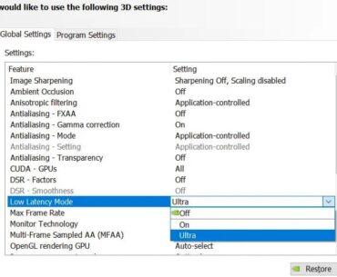 What is the difference between "on" and "ultra" in low latency mode?
