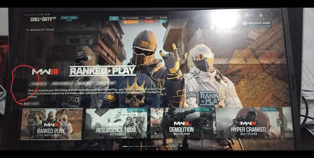 Black box on my screen whenever i boot up warzinw