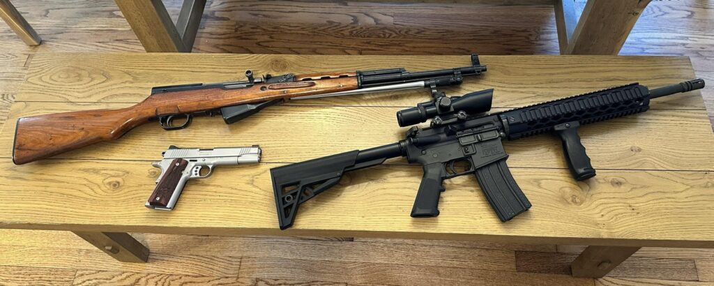 My favorite loadout in PUBG represented by pieces from my gun collection.