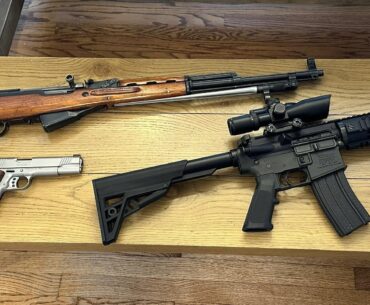 My favorite loadout in PUBG represented by pieces from my gun collection.