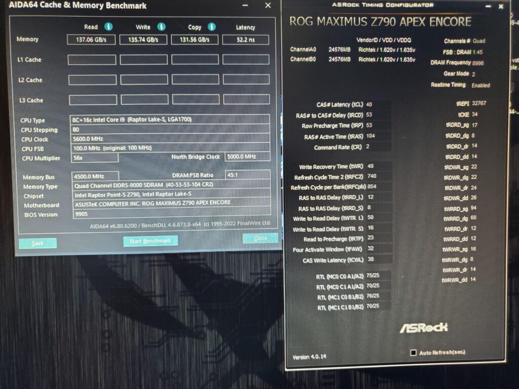 9000 MHz ddr5 imc max bootable speed (user request ) Mc 90 14900ks